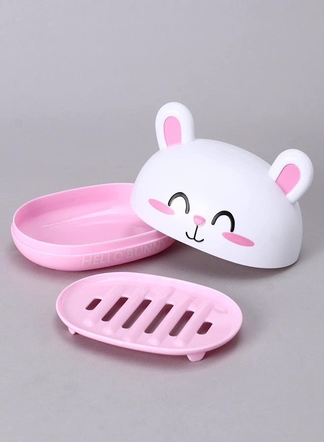 Flywind Soap Holder Travel Soap Container with Lid, Portable Bar Soap Holder, Leakproof Soap Box with Perforations, Soap Dishes for Traveling, Camping, Gym Pack of 1 (Light Pink Bunny) - Image 5